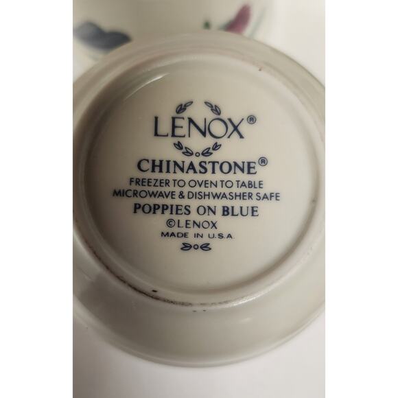 Lenox Chinastone Poppies on Blue Flat Coffee Cups Lot of 11 - Picture 6 of 8